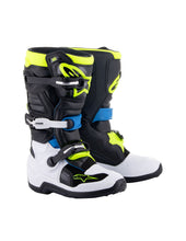 ALPINESTARS TECH 7S YOUTH MX BOOTS - BLACK ENAMEL BLUE YELLOW FLURO