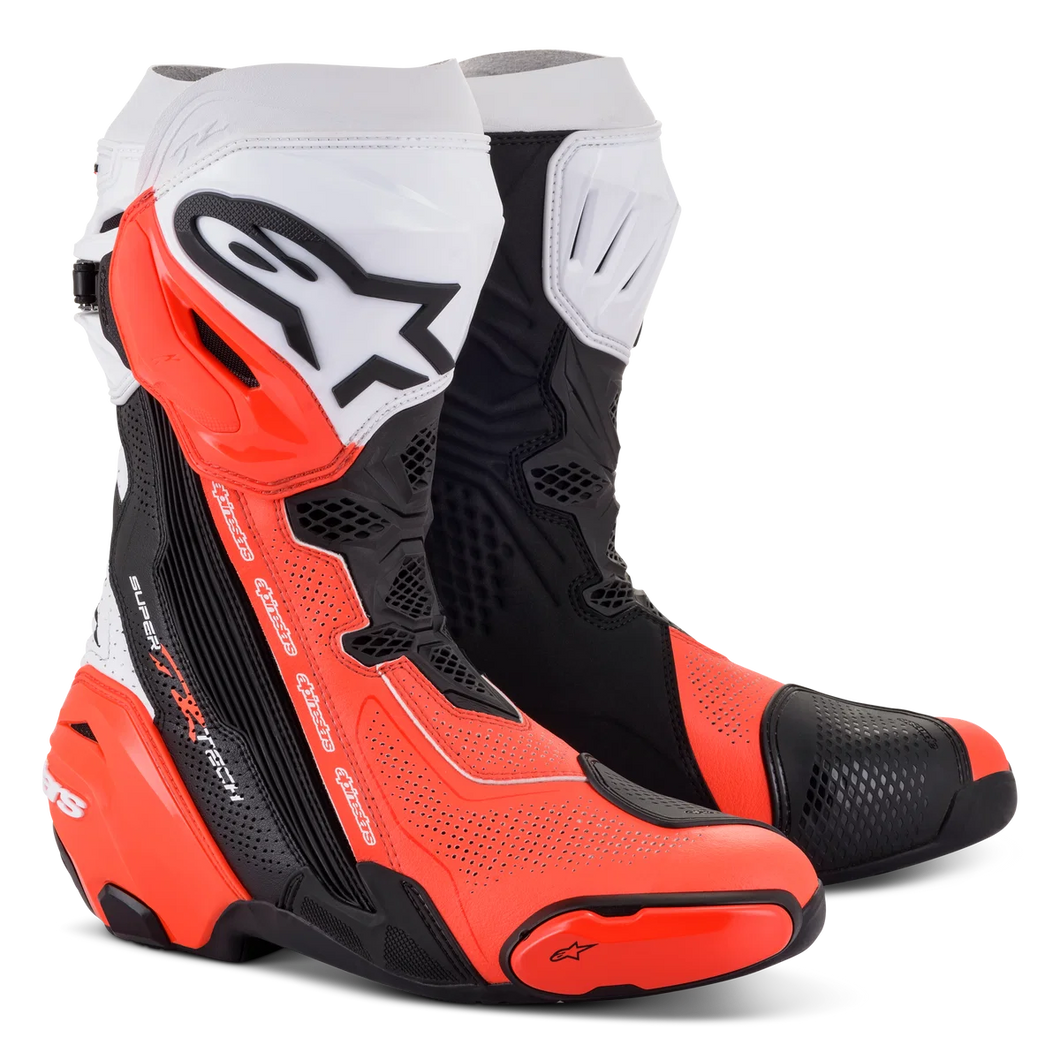 ALPINESTARS SUPERTECH R V2 VENTED BLACK/WHITE/FLURO RED BOOTS