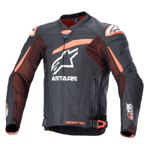 ALPINESTARS GP PLUS R V4 RIDEKNIT LEATHER JACKET - BLACK RED FLURO WHITE