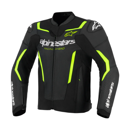 ALPINESTARS GP FORCE V2 AIR LEATHER BLACK/FLURO YELLOW JACKET