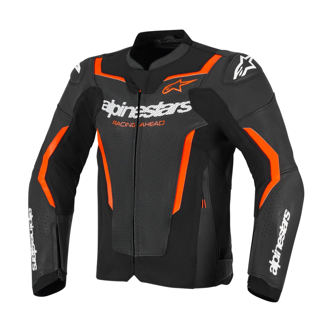 ALPINESTARS GP FORCE V2 AIR LEATHER BLACK/FLURO RED JACKET