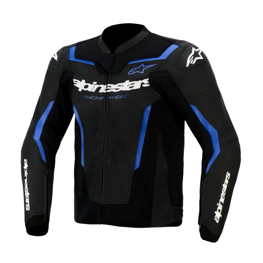 ALPINESTARS GP FORCE V2 AIR LEATHER BLACK/METALLIC BLUE JACKET