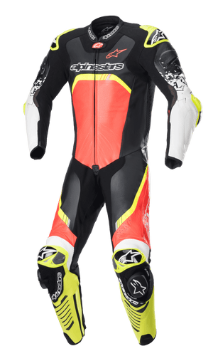 ALPINESTARS GP TECH V4 ONE PIECE SUIT - BLACK/FLURO RED/FLURO YELLOW