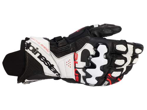 ALPINESTARS GP PLUS R V3 LEATHER BLACK/WHITE/FLURO RED GLOVES