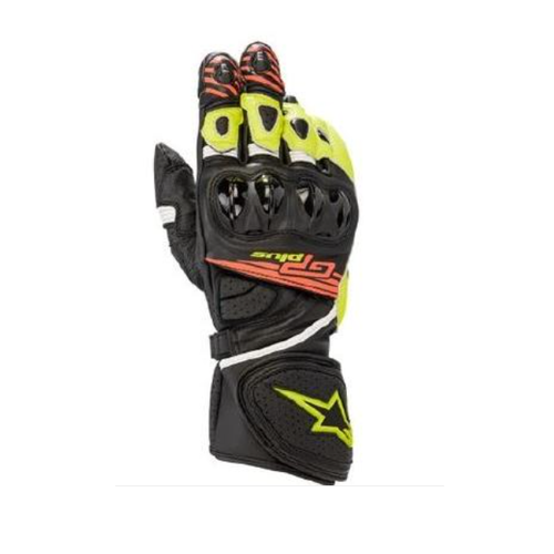 ALPINESTARS GP PLUS R2 LEATHER GLOVES - BLACK/FLURO YELLOW/FLURO RED