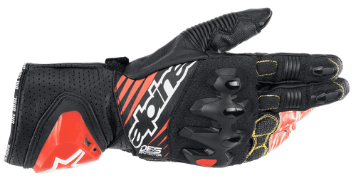 ALPINESTARS GP TECH V2 GLOVES - BLACK/WHITE/RED FLURO