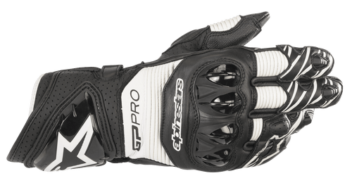 ALPINESTARS GP PRO R3 LEATHER MOTORCYCLE GLOVES -BLACK/WHITE