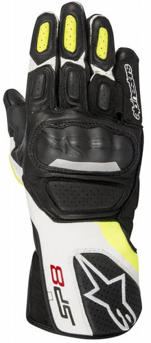 ALPINESTARS GLOVES SP-8 V2 LEATHER - BLACK/WHITE/YELLOW