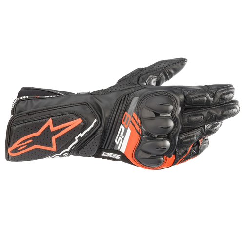 ALPINESTARS SP-8 V3 LEATHER BLACK/FLURO RED GLOVES