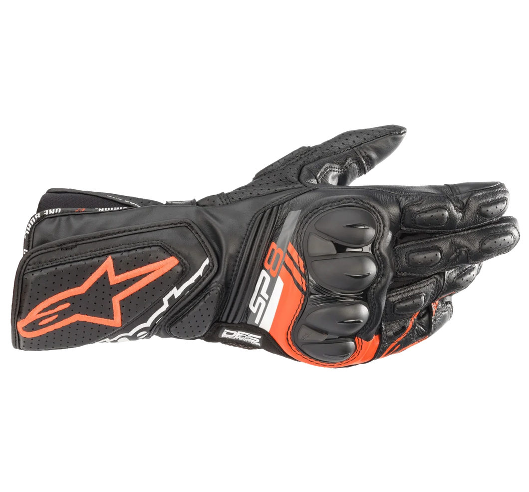 ALPINESTARS SP-8 V3 LEATHER BLACK/FLURO RED GLOVES