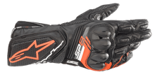 ALPINESTARS SP8 V3 LEATHER MOTORCYCLE GLOVES - BLACK/RED FLURO