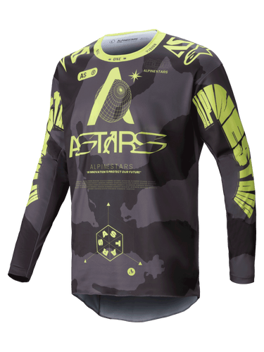 ALPINESTARS 2025 RACER HOLLOW JERSEY - DARK CAMO/YELLOW FLUO