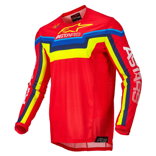 ALPINESTARS 2022 TECHSTAR QUADRO JERSEY - RED/YELLOW/FLURO BLUE