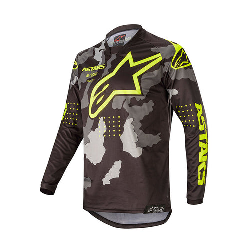 ALPINESTARS 2020 RACER TECTICAL MOTOCROSS JERSEY - BLACK/GREY/CAMO/ FLURO YELLOW