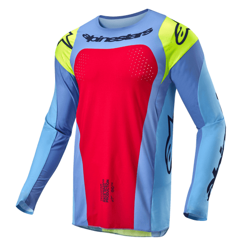 ALPINESTARS 2025 RACER HOLLOW JERSEY - LIGHT BLUE/YELLOW FLUO/RED BERRY