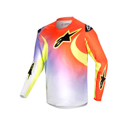 ALPINESTARS 2024 YOUTH RACER LUCENT JERSEY - WHITE NEON RED FLURO YELLOW