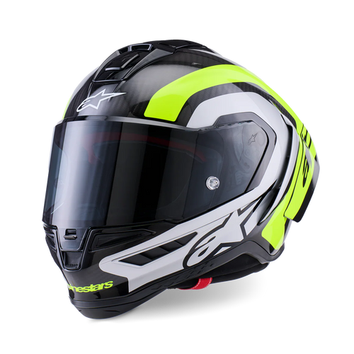 ALPINESTARS SUPERTECH R10 ARIUS GLOSS BLACK/SILVER/FLURO YELLOW HELMET