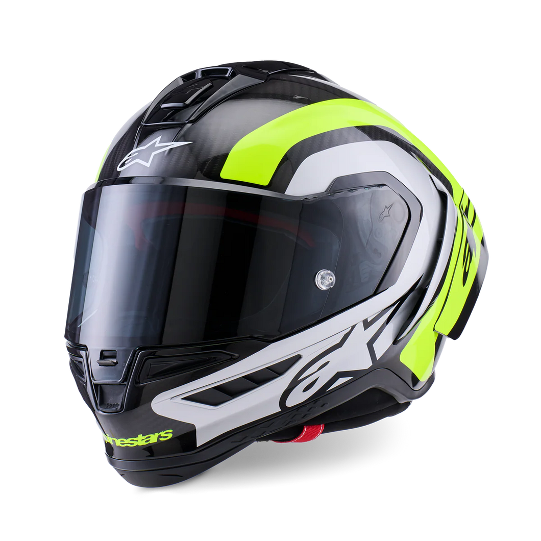 ALPINESTARS SUPERTECH R10 ARIUS GLOSS BLACK/SILVER/FLURO YELLOW HELMET
