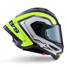 ALPINESTARS SUPERTECH R10 ARIUS GLOSS BLACK/SILVER/FLURO YELLOW HELMET