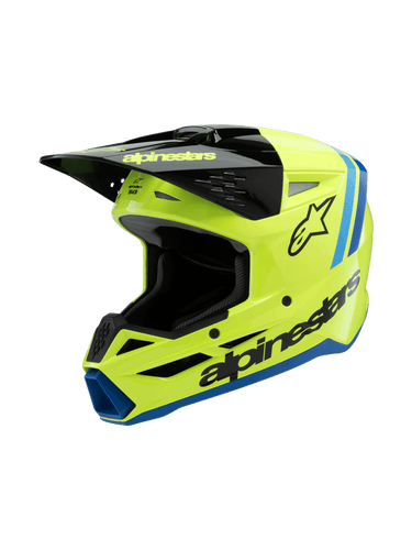 ALPINESTARS SM3 YOUTH RADIUM ECE06 HELMET - FLURO-YELLOW BLACK BLUE GLOSSY