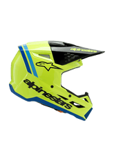 ALPINESTARS SM3 YOUTH RADIUM ECE06 HELMET - FLURO-YELLOW BLACK BLUE GLOSSY