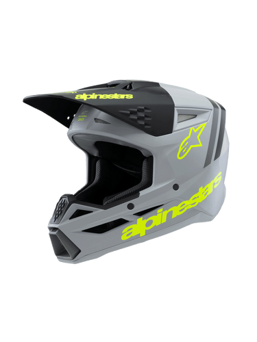 ALPINESTARS SM3 YOUTH RADIUM ECE06 HELMET - GREY BLACK FLURO-YELLOW MATTE