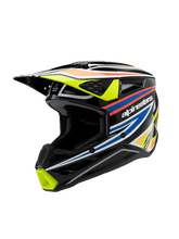 ALPINESTARS SM3 YOUTH WURX ECE06 HELMET - BLACK YELLOW FLURO BLUE RED GLOSSY