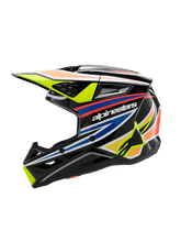 ALPINESTARS SM3 YOUTH WURX ECE06 HELMET - BLACK YELLOW FLURO BLUE RED GLOSSY