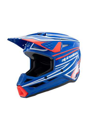 ALPINESTARS SM3 YOUTH WURX ECE06 HELMET - BLUE RED WHITE BLACK GLOSSY