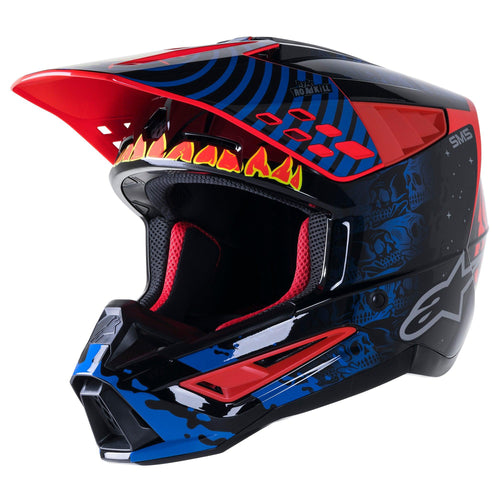 ALPINESTARS SM5 SOLAR FLARE HELMET - GLOSS BLACK BLUE FLURO RED