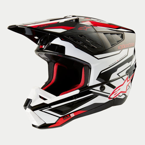 ALPINESTARS SM5 ACTION 2 ECE 22.06 HELMET - BLACK WHITE BRIGHT RED GLOSS