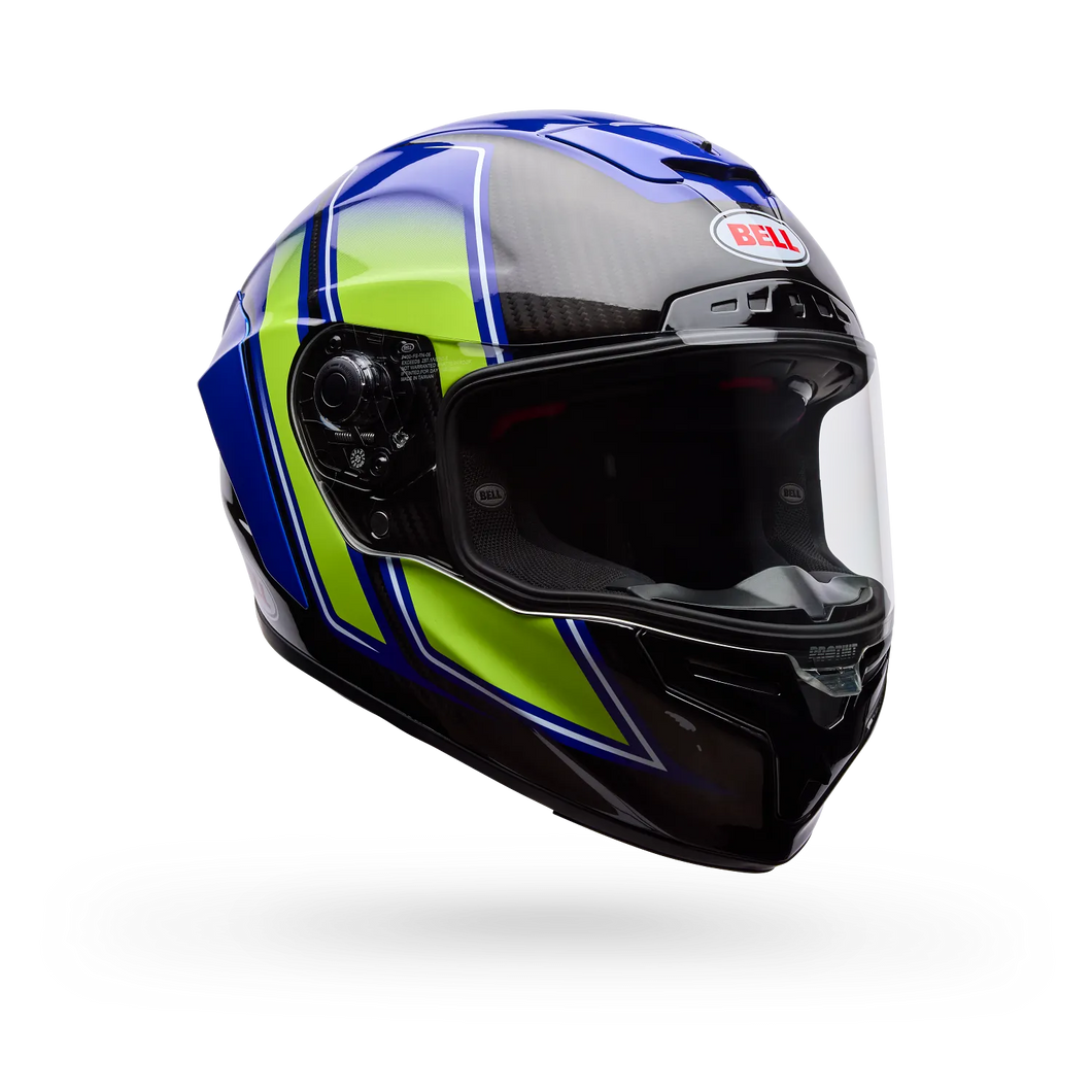 BELL RACE STAR DLX FLEX GRID GLOSS BLUE/YELLOW MOTORCYCLE HELMET