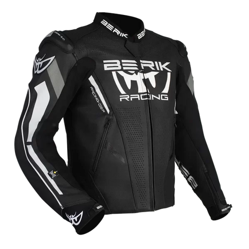 BERIK APEX LEATHER JACKET BLACK/WHITE