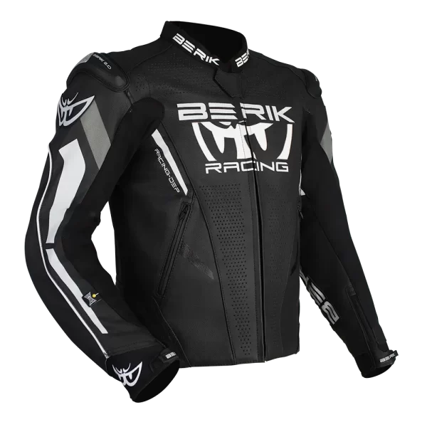 BERIK APEX LEATHER JACKET BLACK/WHITE