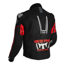 BERIK APEX LEATHER JACKET BLACK/FLURO RED
