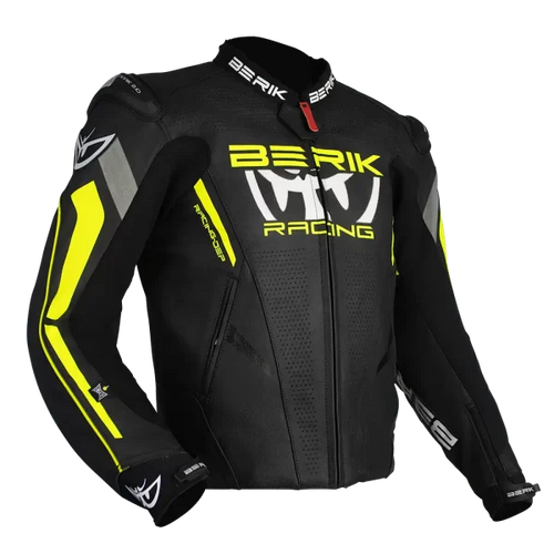 BERIK APEX LEATHER JACKET BLACK/HI-VIZ