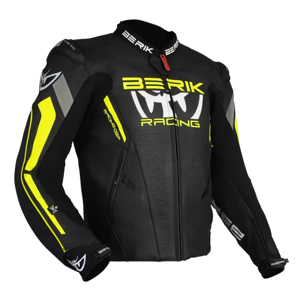 BERIK APEX LEATHER JACKET BLACK/HI-VIZ