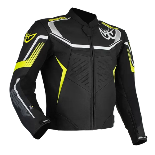 BERIK STRADA LEATHER JACKET BLACK/HI-VIZ