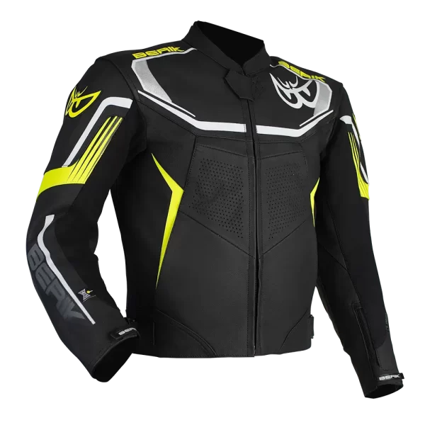 BERIK STRADA LEATHER JACKET BLACK/HI-VIZ