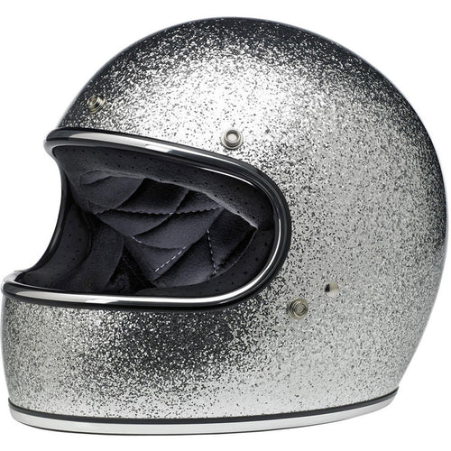 BILTWELL GRINGO ECE MOTORCYCLE HELMET - BRIGHT SILVER METAL FLAKE