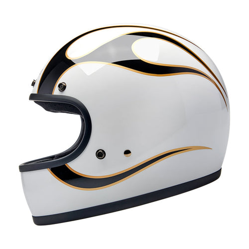 BILTWELL GRINGO ECE 22.06 HELMET - UGLY GLOSS WHITE FLAMES