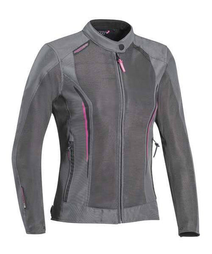 IXON COOL AIR LADY GREY/PINK MESH SUMMER TEXTILE WOMENS JACKET (Size: MEDIUM)