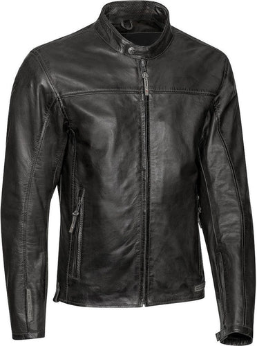 IXON CRANK LEATHER MOTORCYCLE JACKET - BLACK (Size: MEDIUM)
