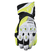FIVE RFX-1 EVO RACING GLOVES - WHITE/FLURO-YELLOW