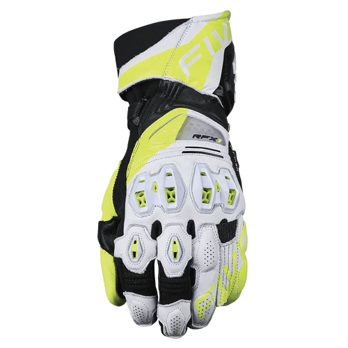 FIVE RFX-1 EVO RACING GLOVES - WHITE/FLURO-YELLOW