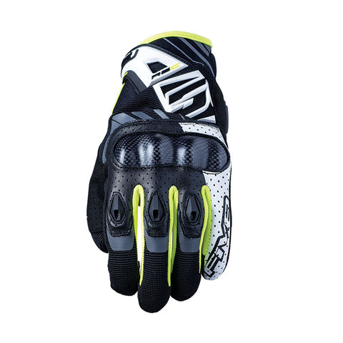 FIVE RS-C MOTORCYCLE GLOVES - WHITE/FLURO