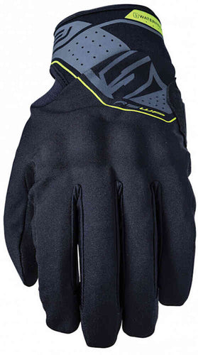 FIVE RS WATERPROOF MOTORCYCLE GLOVES - BLACK/FLURO