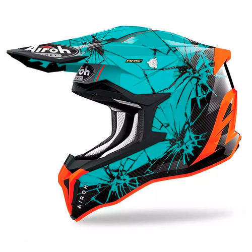 AIROH STRYCKER CRACK GLOSS TURQUOISE/BLACK/ORANGE HELMET