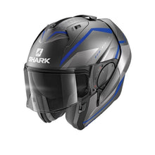 SHARK EVO ES YARI MATT ANTHARCITE/BLUE/SILVER MODULAR HELMET (Size: MEDIUM) Last One