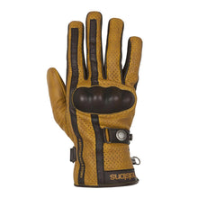 HELSTONS EAGLE SUMMER LEATHER MOTORCYCLE GLOVE - GOLD/BROWN